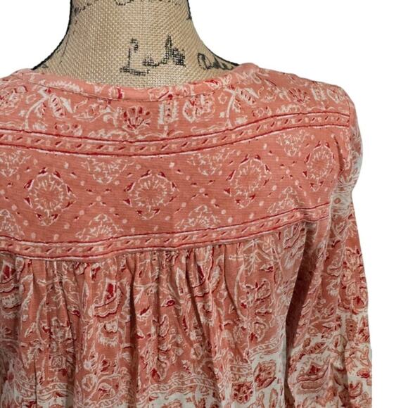 Lucky brand Mauve and white Oversized Boho Peasant Blouse Size Small - Picture 5 of 9